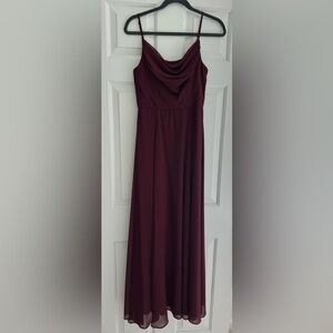 David’s Bridal Cowl Neck Chiffon Dress with Slit